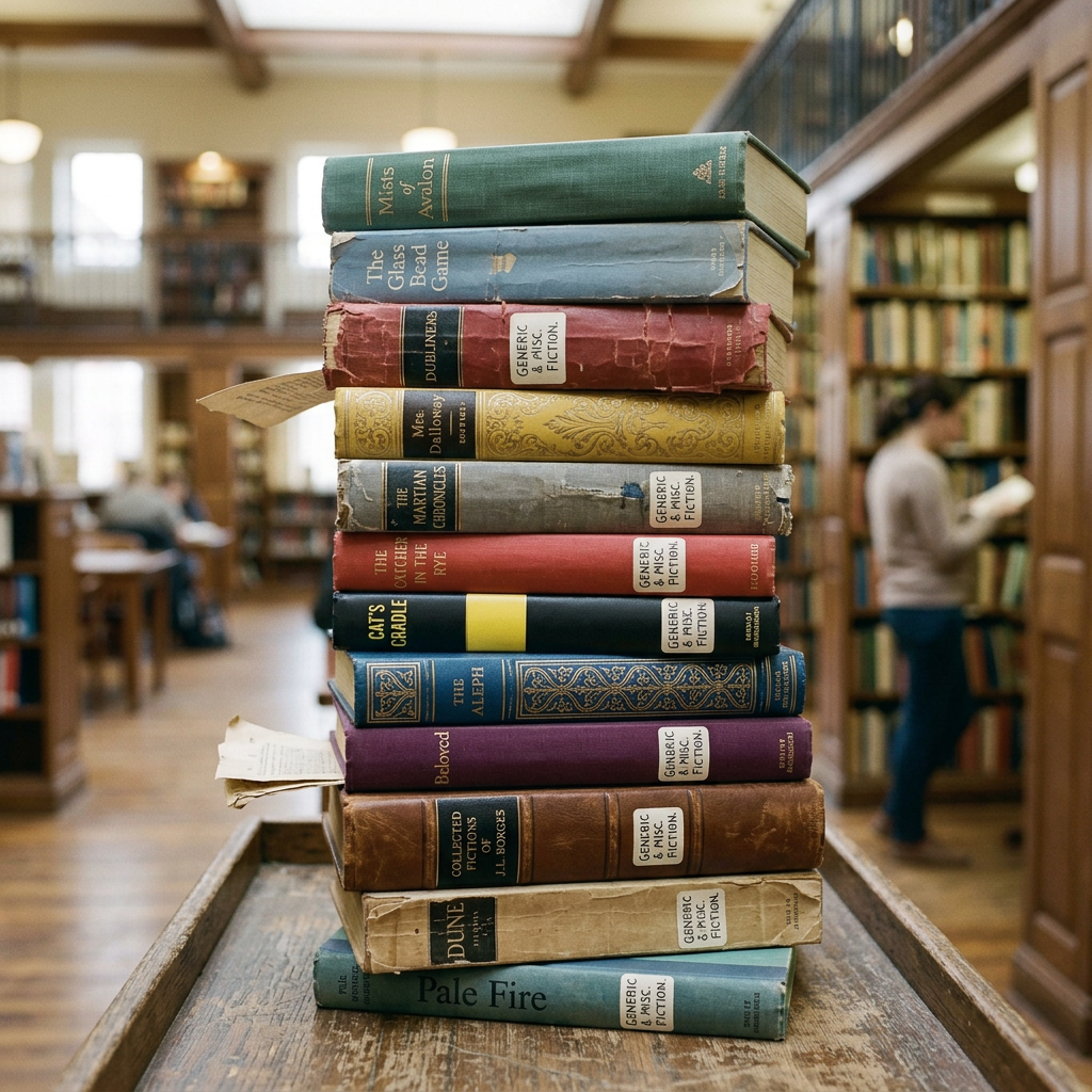 Person browsing books beside tall library shelves